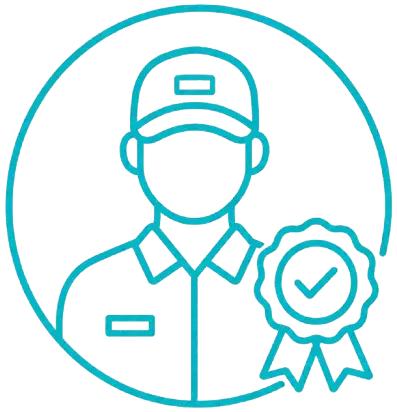 Detail technician and quality assurance badge representing Owner's Pride auto detailing services.