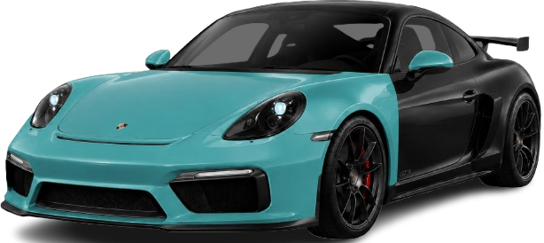 Black and teal sports car illustrating full vehicle paint protection film installation.