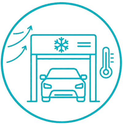 Climate-controlled auto detailing shop environment and temperature regulation.